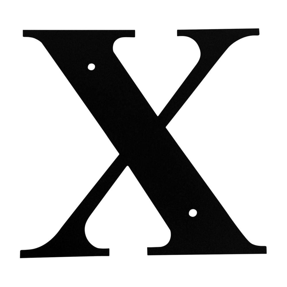 Wrought iron metal house letter X in black