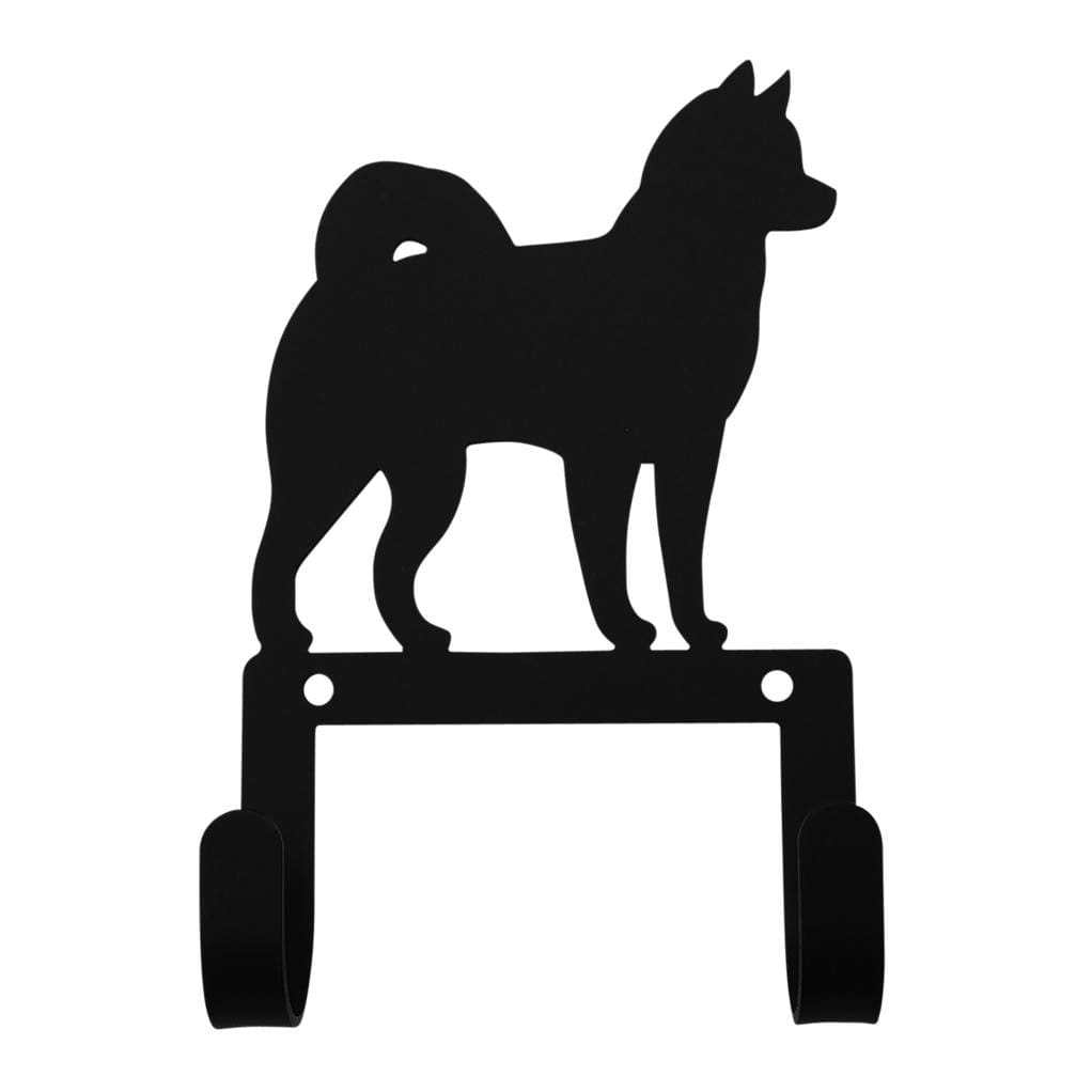 Wrought iron husky dog leash and collar wall hook