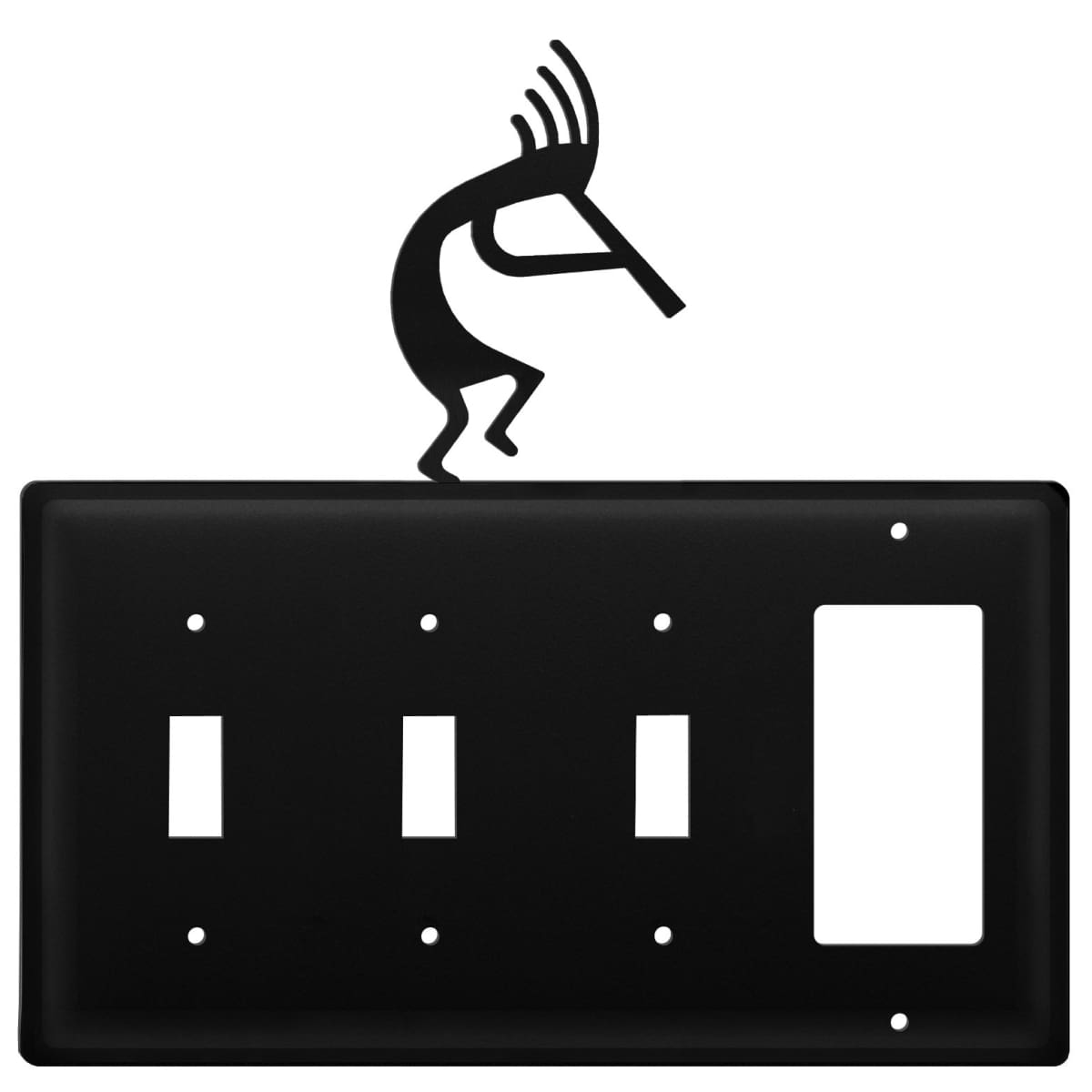 Wrought Iron Kokopelli triple switch and GFCI outlet cover