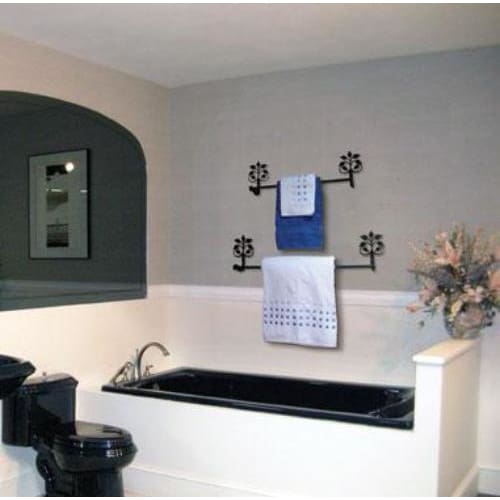 Wrought Iron Large Leaf Fan Towel Rail Towel Rack bathroom towel rails black wrought iron outdoor