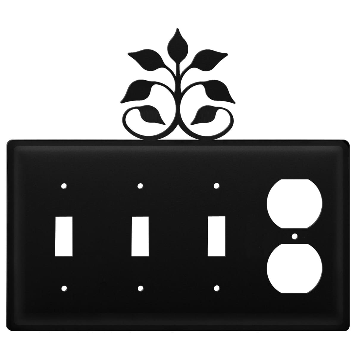 Wrought iron leaf fan triple switch and outlet cover
