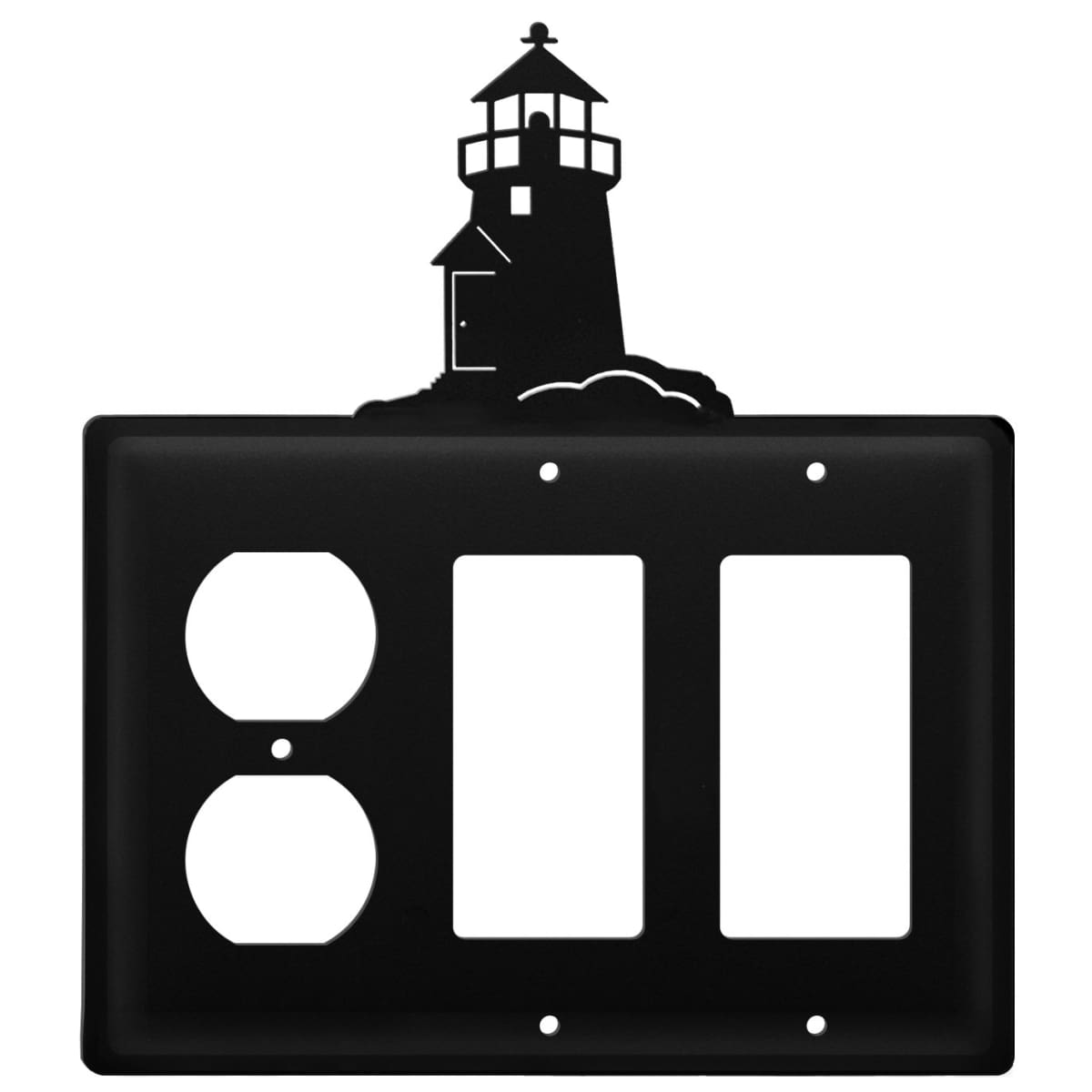 Wrought iron lighthouse outlet cover with double GFCI