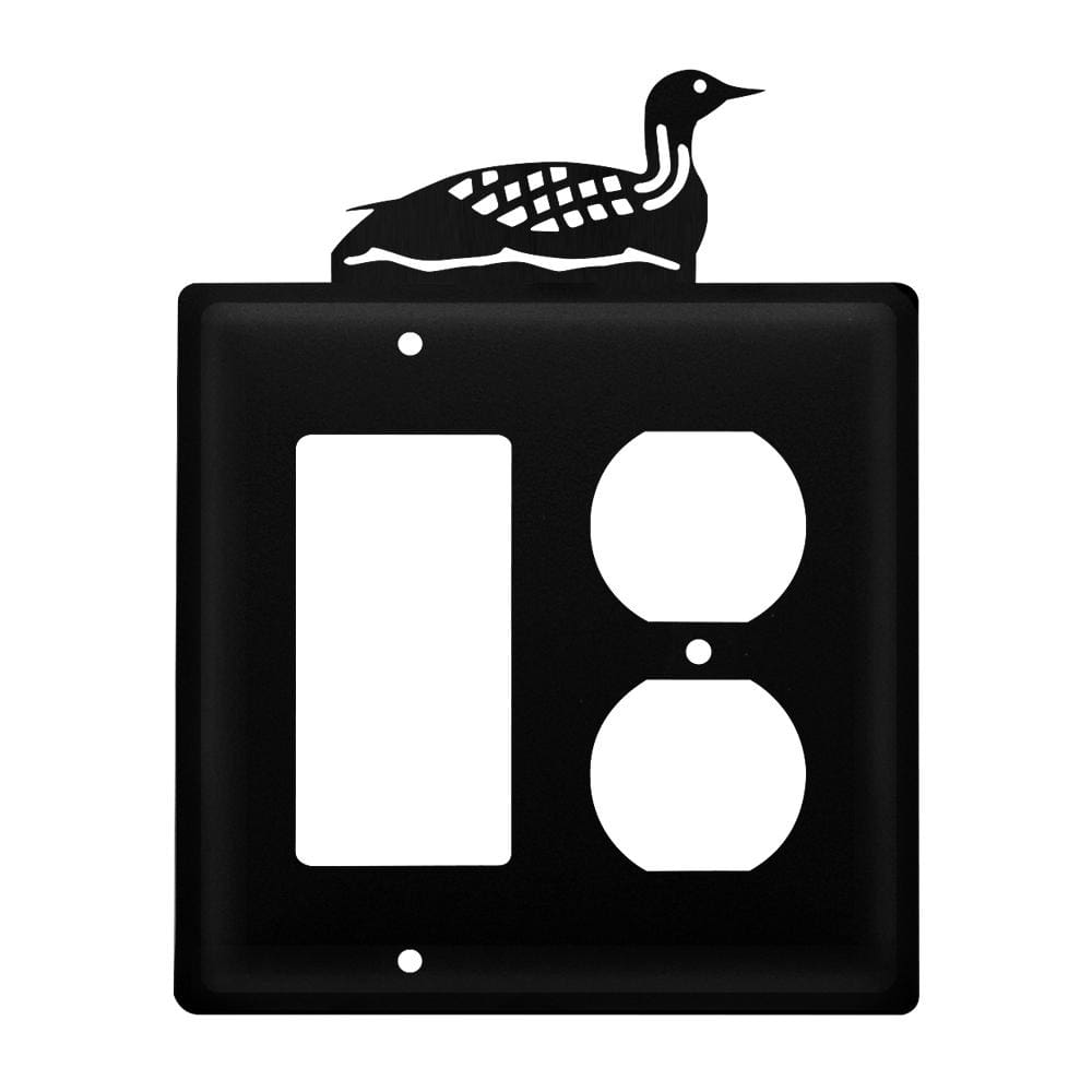 Wrought iron outlet cover with loon design