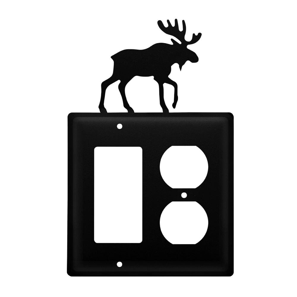 Wrought iron moose GFCI outlet cover, rustic decor