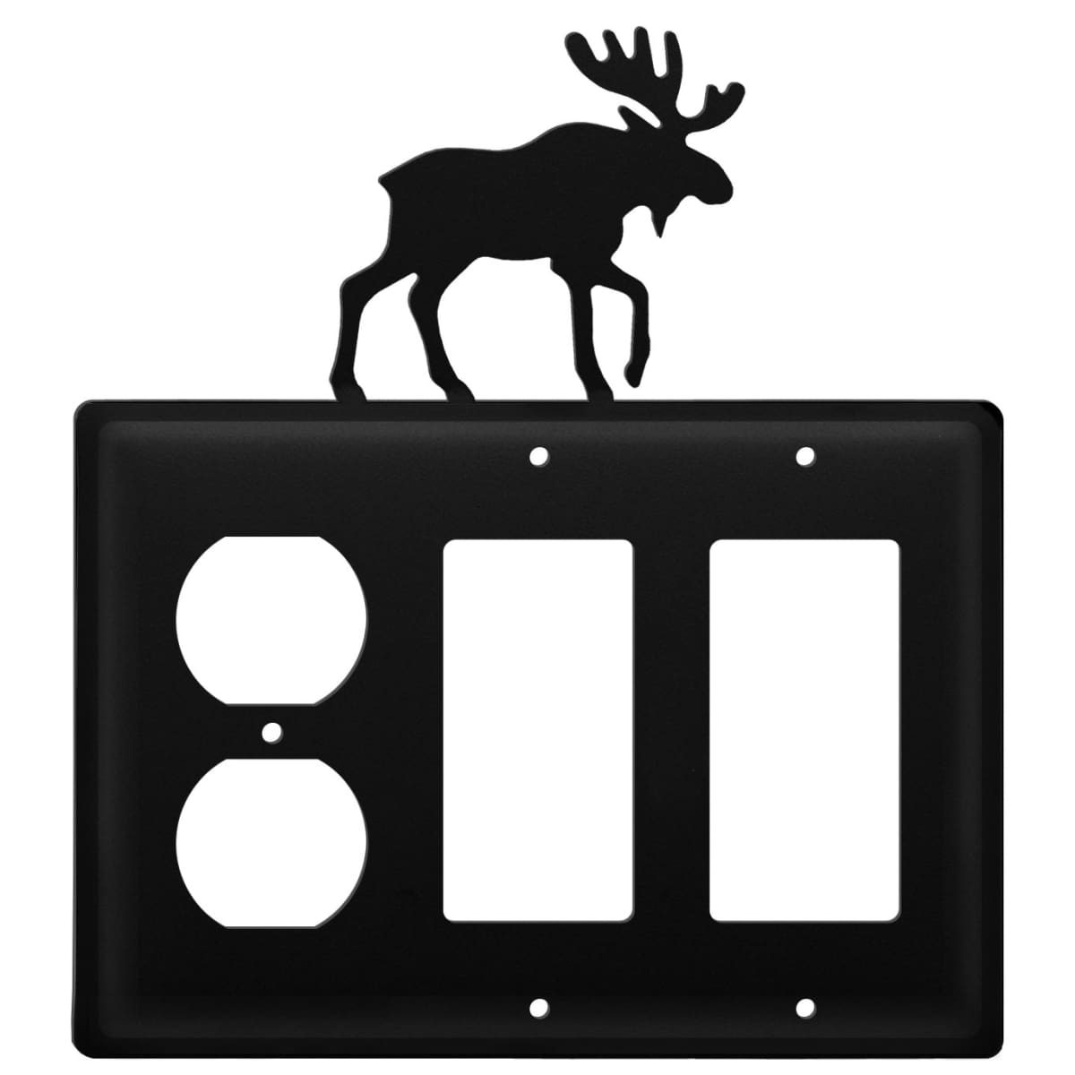 Wrought iron moose outlet cover with double GFCI design
