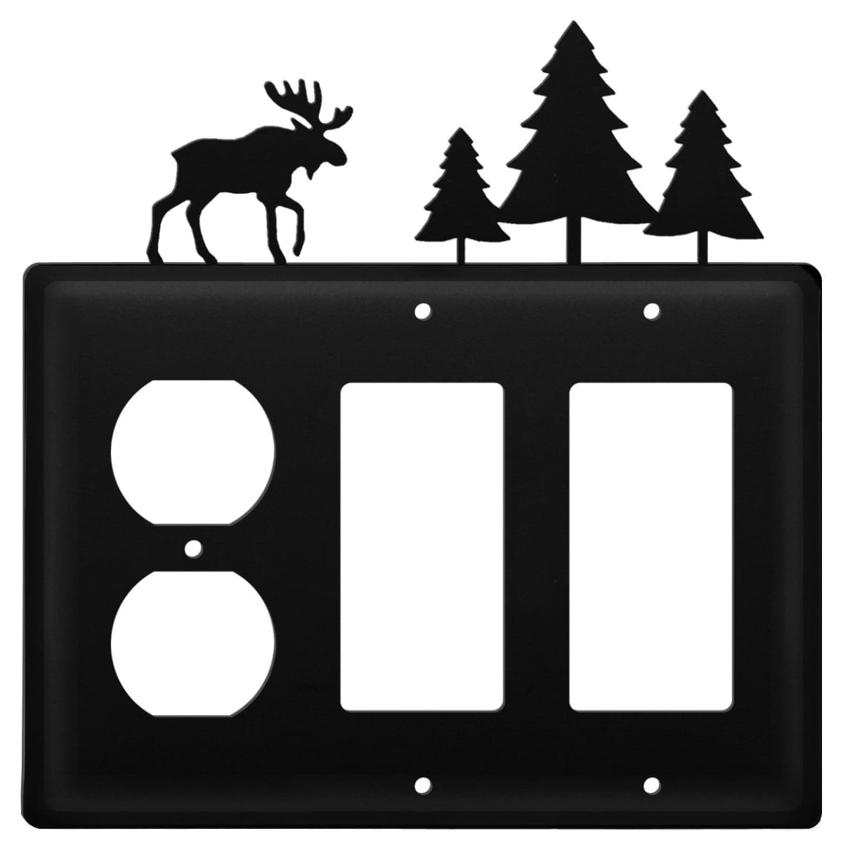 Wrought iron moose pine trees outlet cover and double GFCI