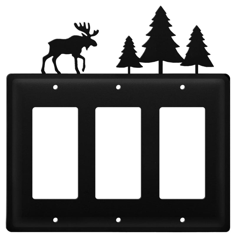 Wrought Iron Moose & Pine Trees Triple GFCI Cover light switch covers lightswitch covers outlet