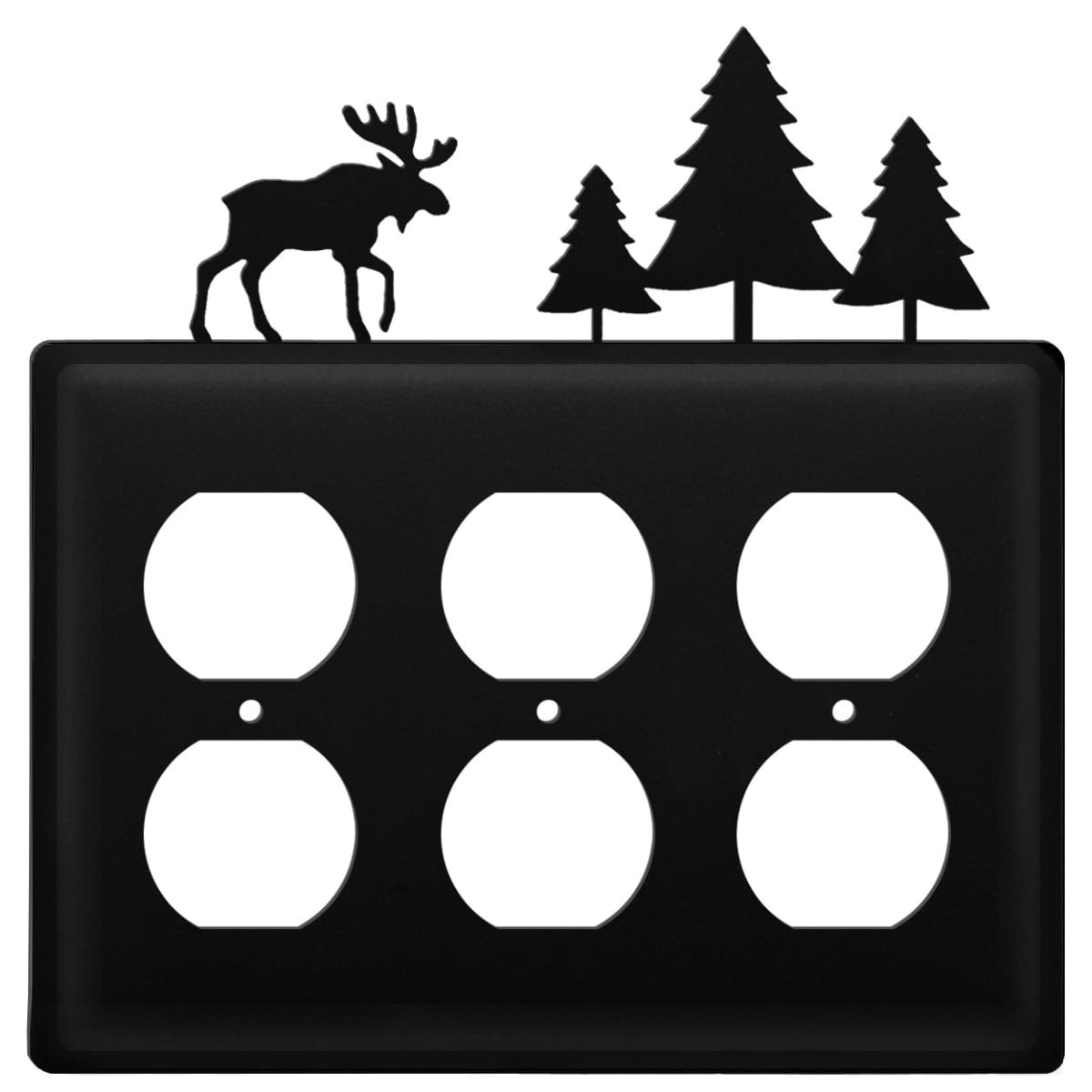Wrought Iron Moose & Pine Trees Triple Outlet Cover light switch covers lightswitch covers outlet