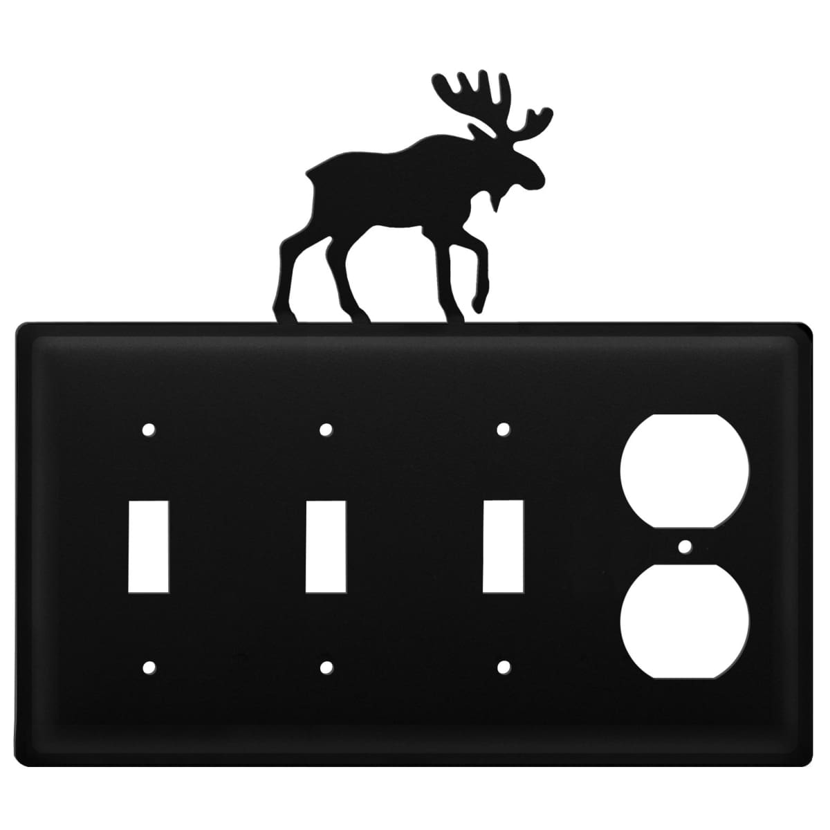 Wrought iron moose triple switch and outlet cover