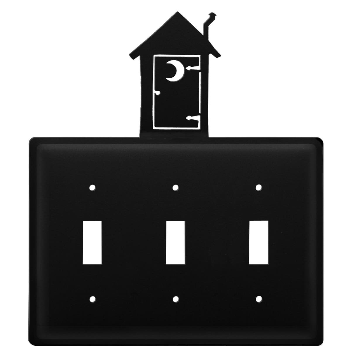 Wrought iron outhouse triple switch cover in black