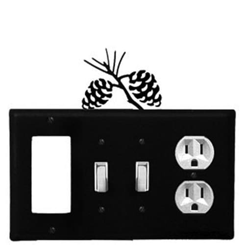 Wrought Iron Pine Cone GFCI Double Switch Outlet Cover light switch covers lightswitch covers outlet