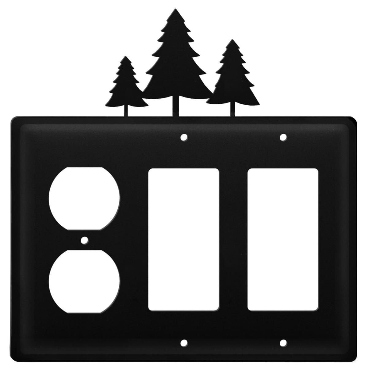 Wrought iron pine trees outlet cover and double GFCI