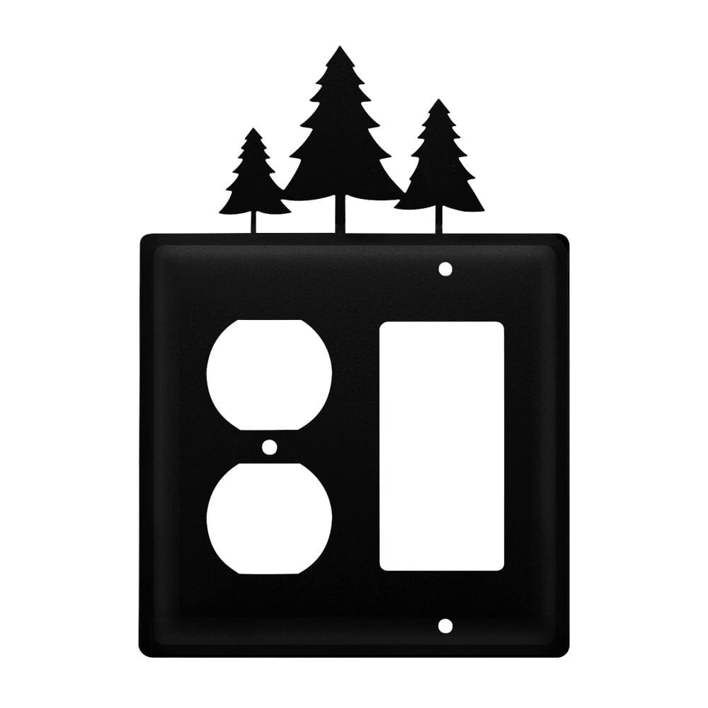Wrought iron pine trees outlet cover with GFCI