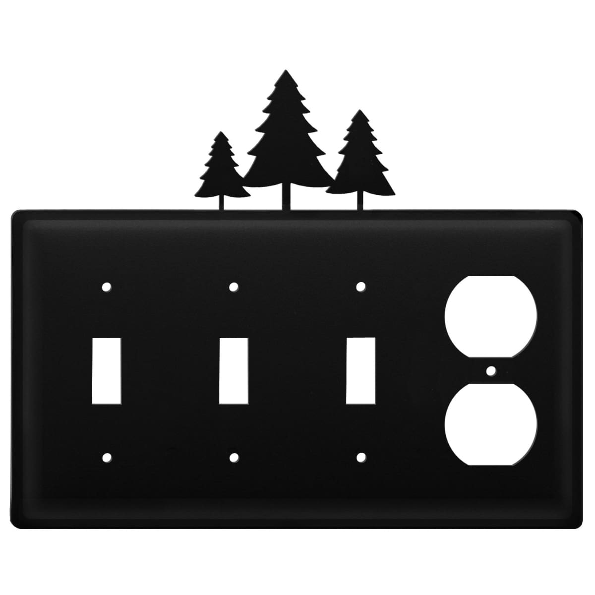 Wrought iron pine trees triple switch and outlet cover