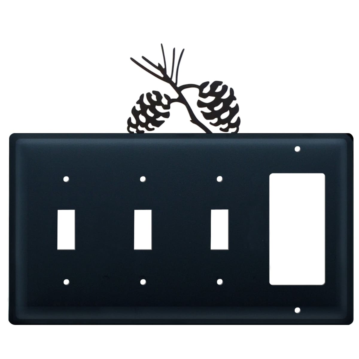 Wrought iron pinecone triple switch and GFCI cover