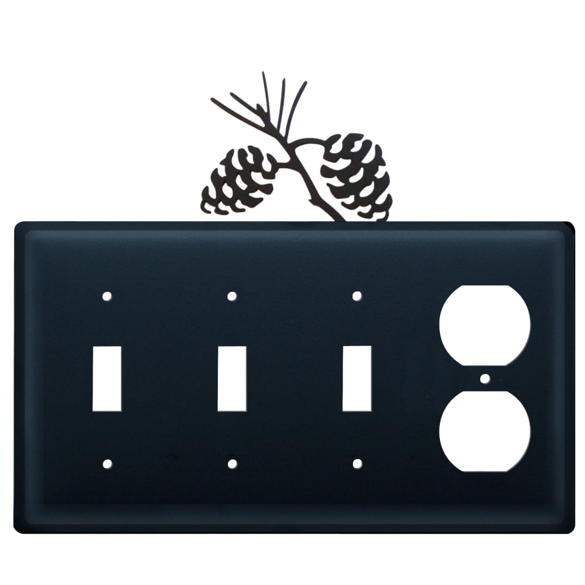 Wrought iron pinecone triple switch and outlet cover