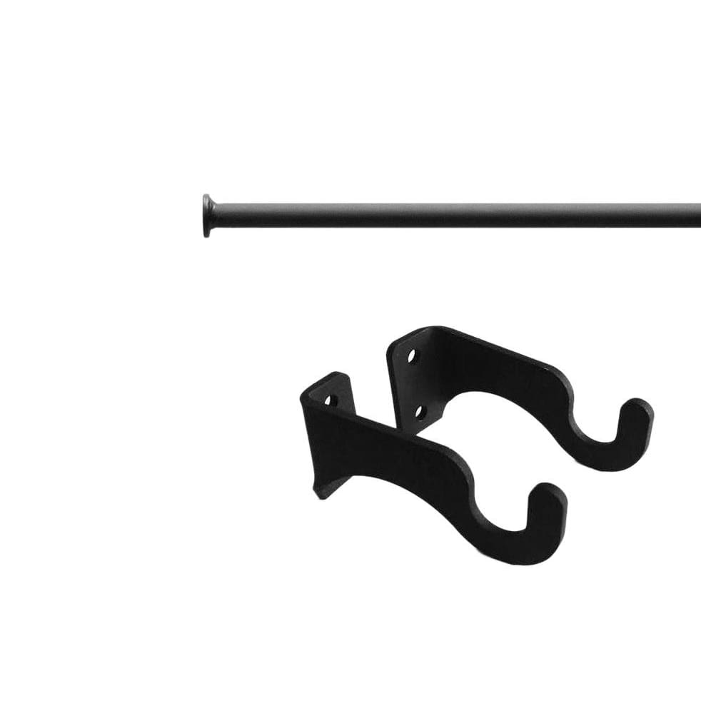 Wrought iron metal curtain rod with two brackets