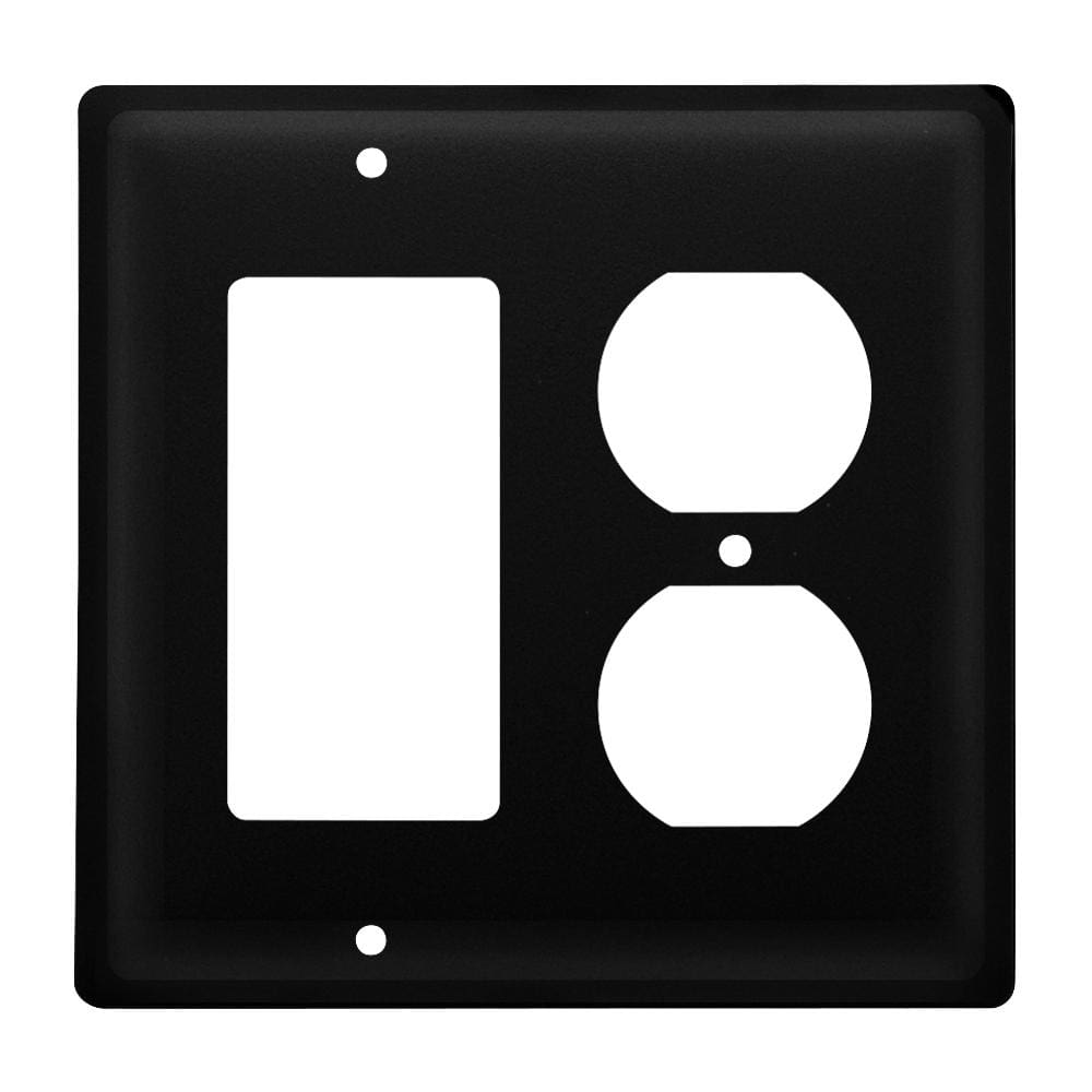 Wrought iron metal plain GFCI outlet cover, sleek design.