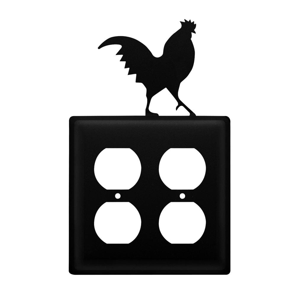 Wrought Iron Rooster Double Outlet Cover