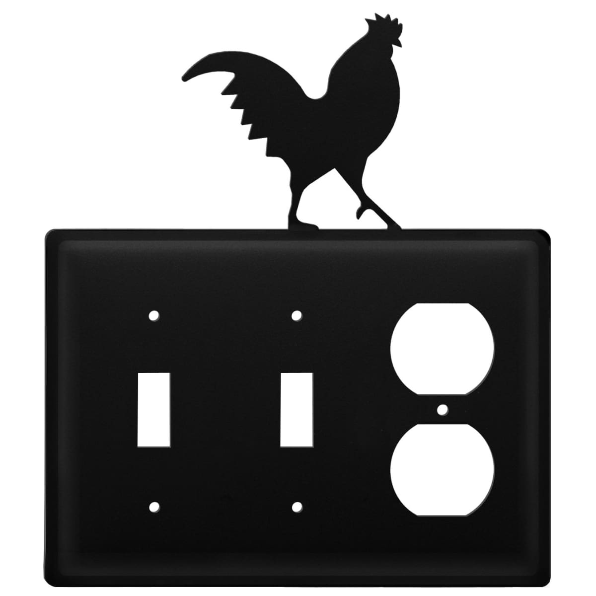 Wrought iron rooster double switch and outlet cover