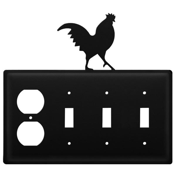 Wrought Iron Rooster Outlet Triple Switch Cover light switch covers lightswitch covers outlet cover
