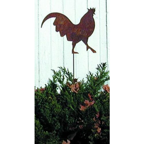 Wrought Iron Rooster Rusted Garden Stake 35 Inches garden art garden decor garden ornaments garden