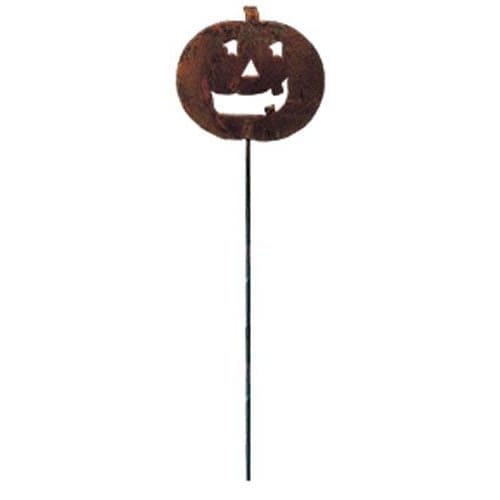 Wrought Iron Rusted Jack-o-lantern Garden Stake 35 Inches garden art garden decor garden ornaments