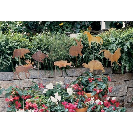 Wrought Iron Rusted Rabbit Garden Stake 35 Inches garden art garden decor garden ornaments garden