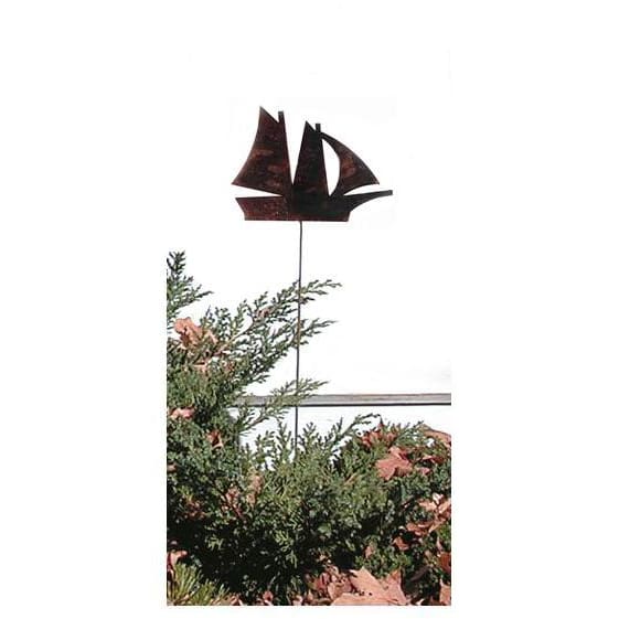 Wrought Iron Sail Boat Rusted Garden Stake 35 In garden art garden decor garden ornaments garden