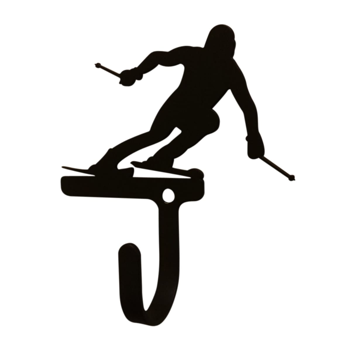 Wrought iron skier wall hook, decorative and small