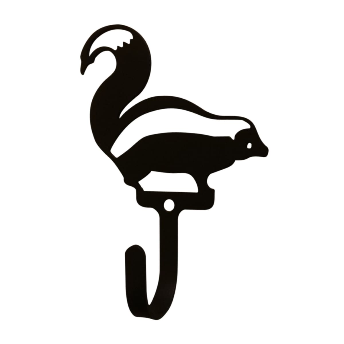 Wrought iron skunk wall hook, decorative and small