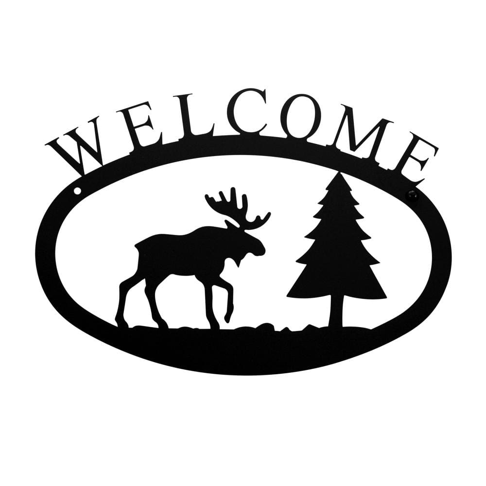 Wrought Iron Small Moose & Pine Welcome Home Sign Small door signs outdoor signs welcome home sign