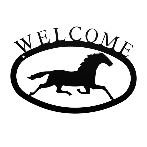 Wrought Iron Small Running Horse Welcome Home Sign Small door signs outdoor signs welcome home sign