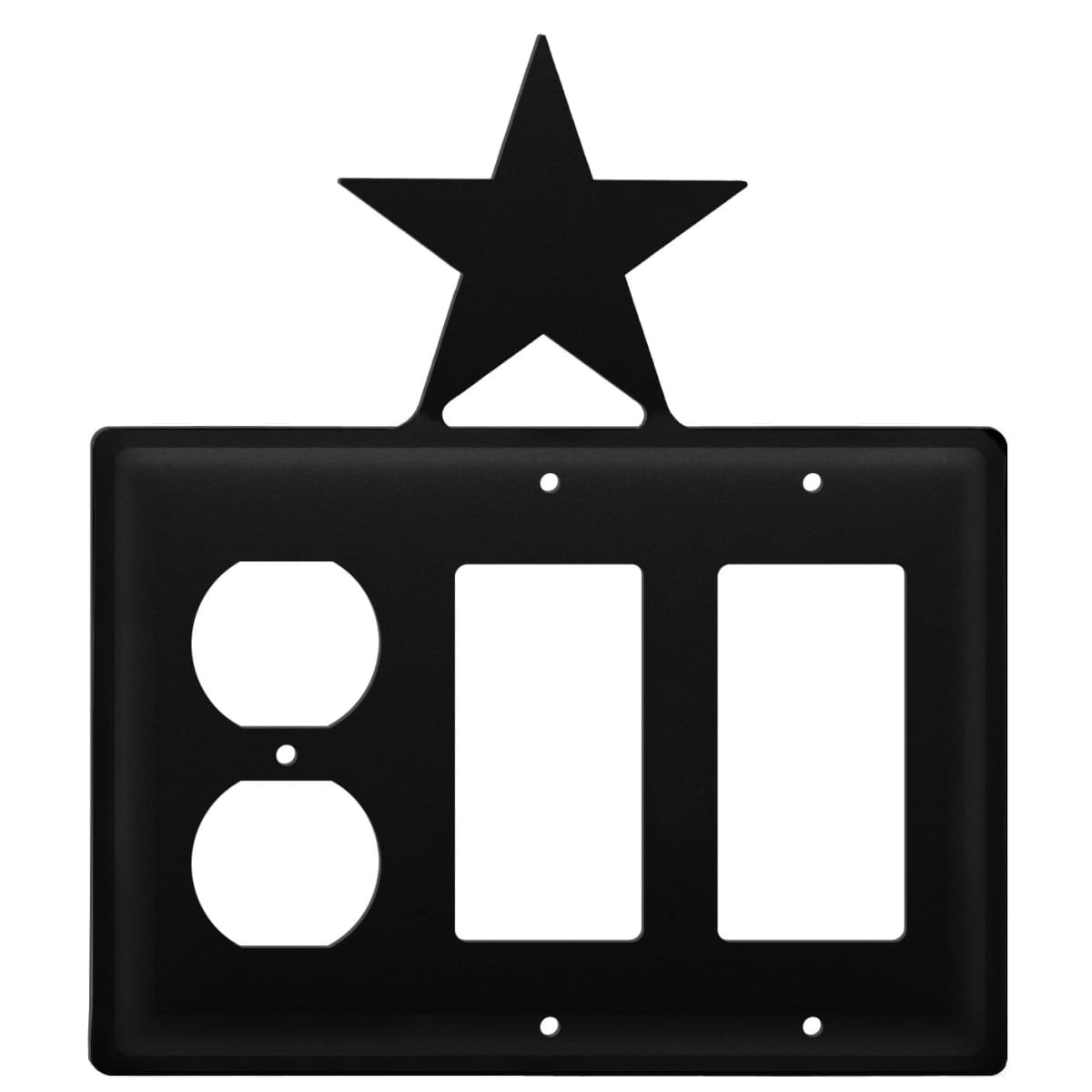 Wrought iron metal star outlet cover with double GFCI