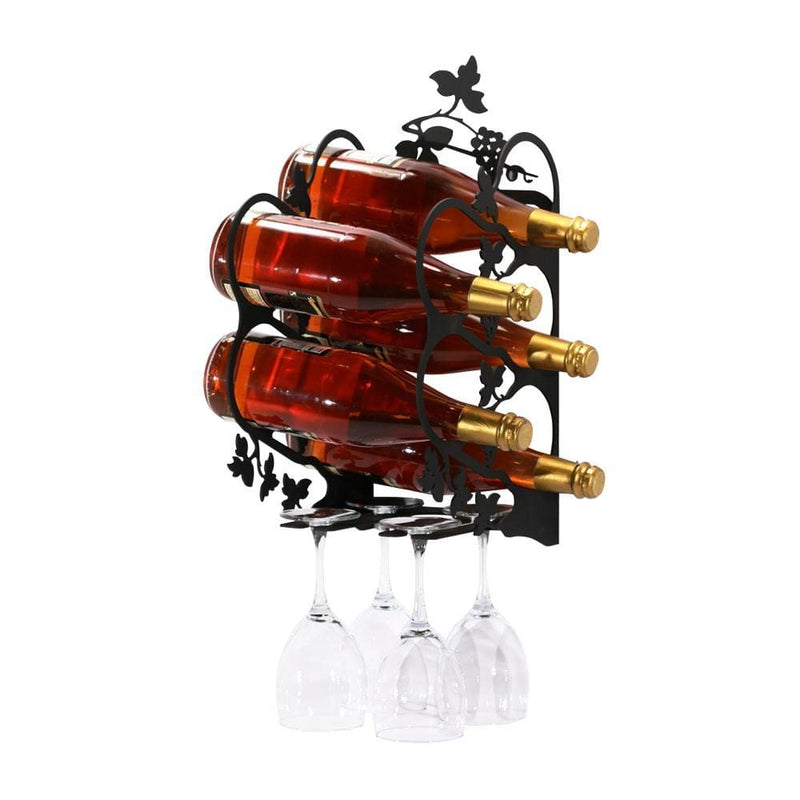 Wrought Iron Wall Mount Grapevine Wine Rack Med wine bottle and glass holder wine bottle holder wine