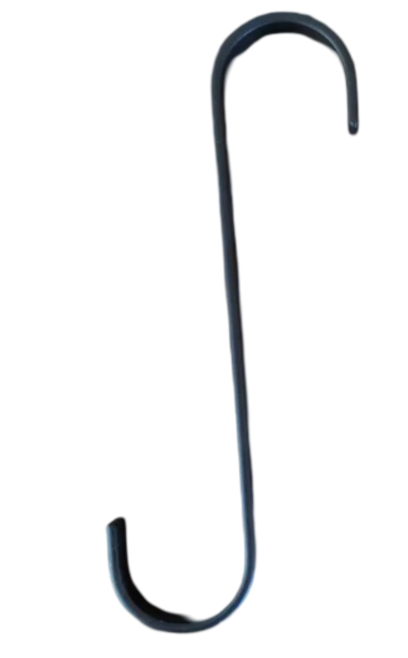 BLACK Wrought Iron S Hook 7 " Long **FINAL SALE - Non-returnable**