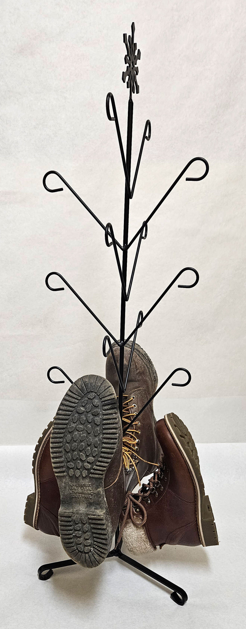 Wrought Iron Snowflake Top 8 Pair Mitten & Boot Dryer Stand