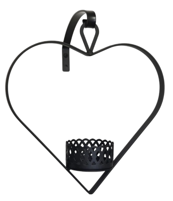 Heart-shaped metal candle holder without candle