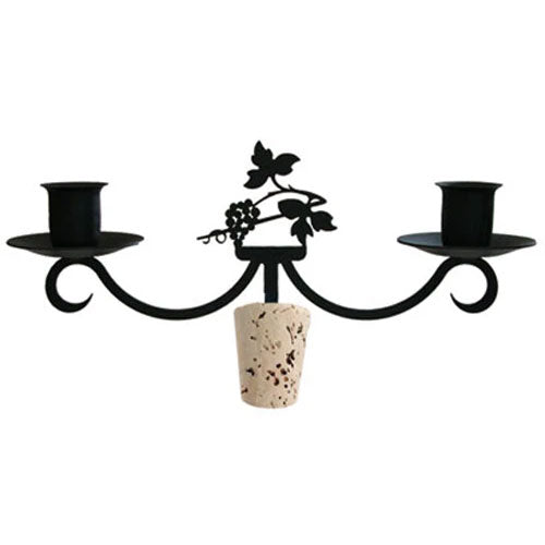 Wrought Iron Metal Grapevine Wine Bottle Stopper Candelabra