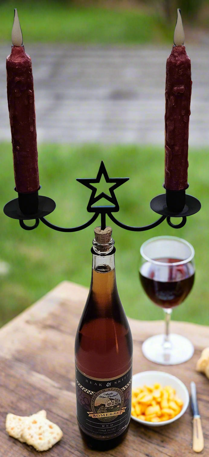 Wrought Iron Metal Star Wine Bottle Stopper Candelabra