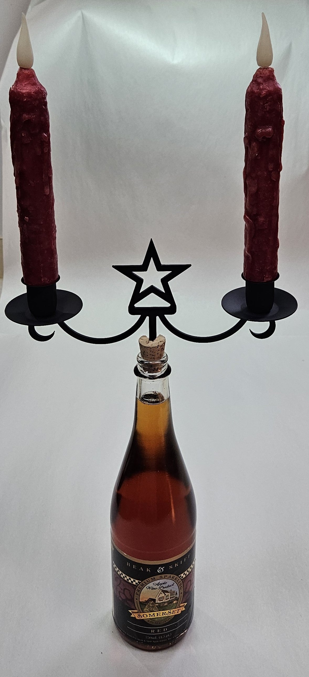 Wrought Iron Metal Star Wine Bottle Stopper Candelabra