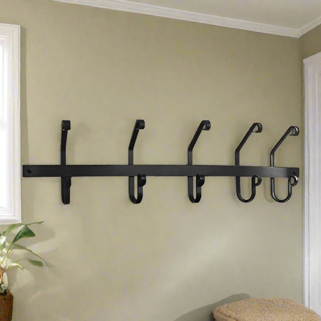 Wrought Iron Metal Towel & Coat Rack-5 Hook 30 In