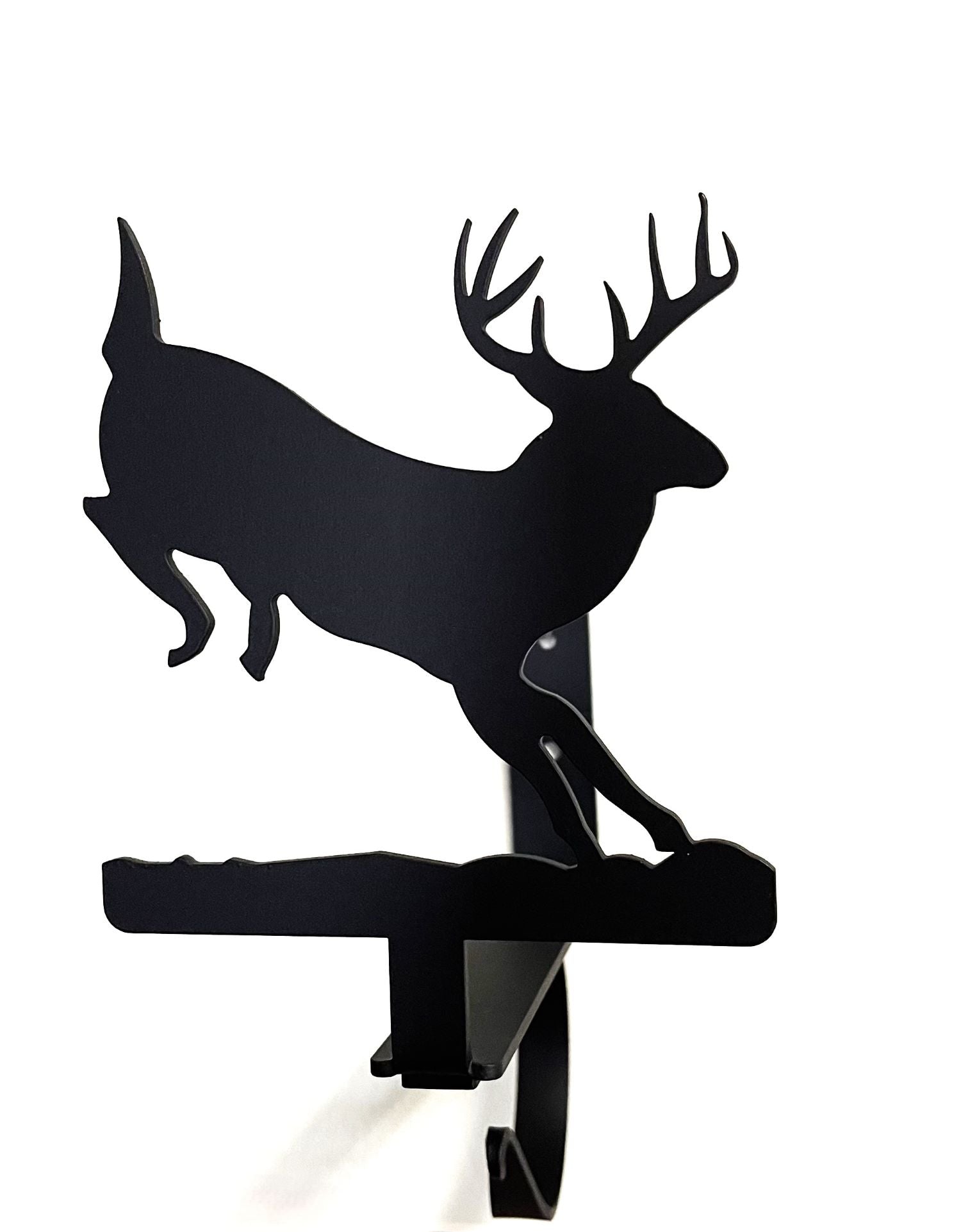 Wrought Iron Running Deer Curtain Rod & Shelf Brackets Set