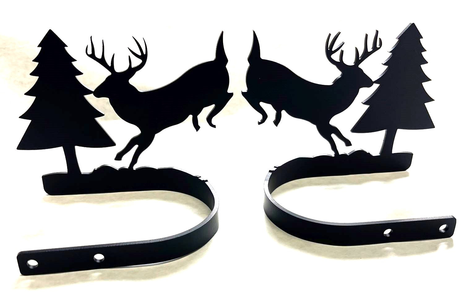 Wrought iron deer pine curtain tie backs, set of two