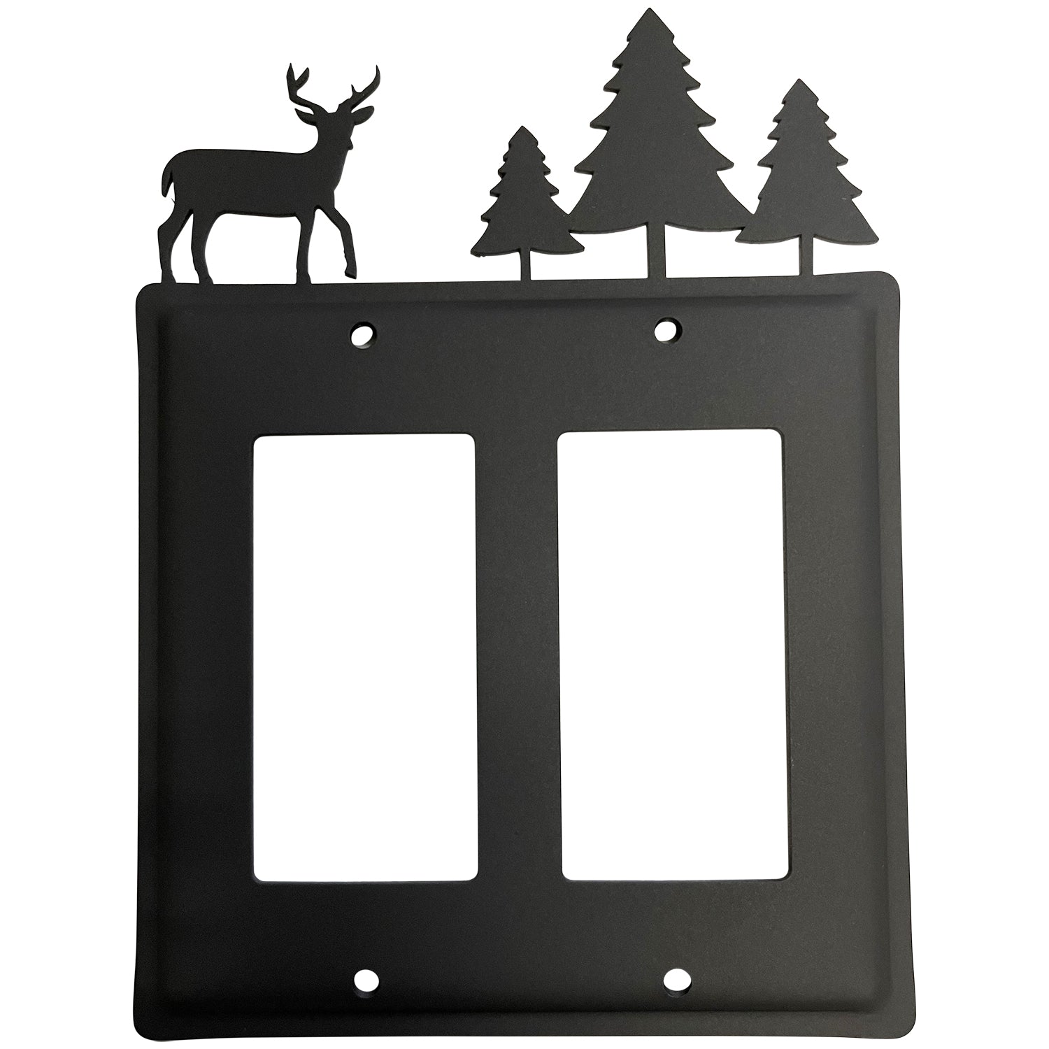 Wrought Iron Metal Deer Pine tree Double GFCI Cover