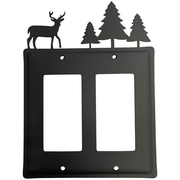 Wrought Iron Deer Pine tree Double GFCI Cover