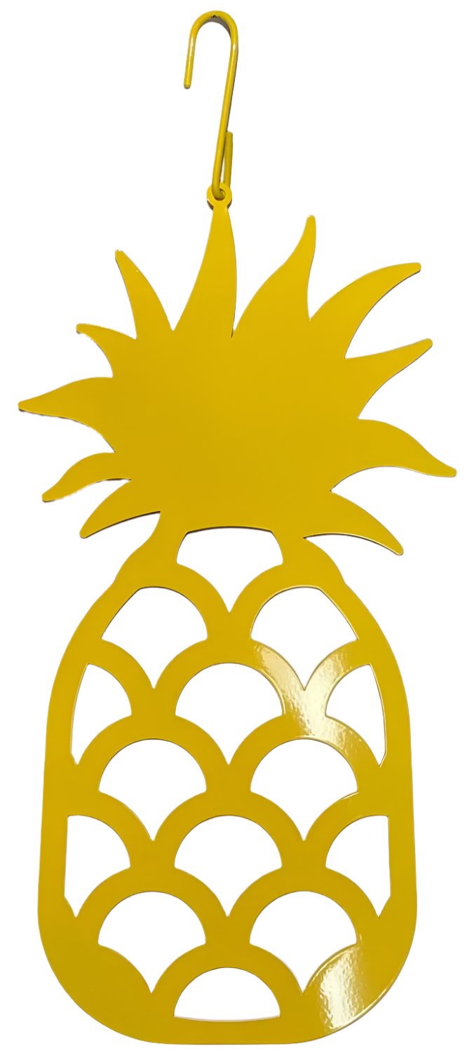 Wrought Iron Metal 14.5 Inch YELLOW Pineapple Hanging Silhouette