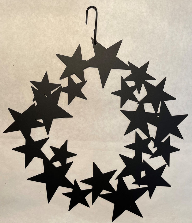 Silhouette suspendue de couronne d'étoiles en fer forgé de 16 pouces