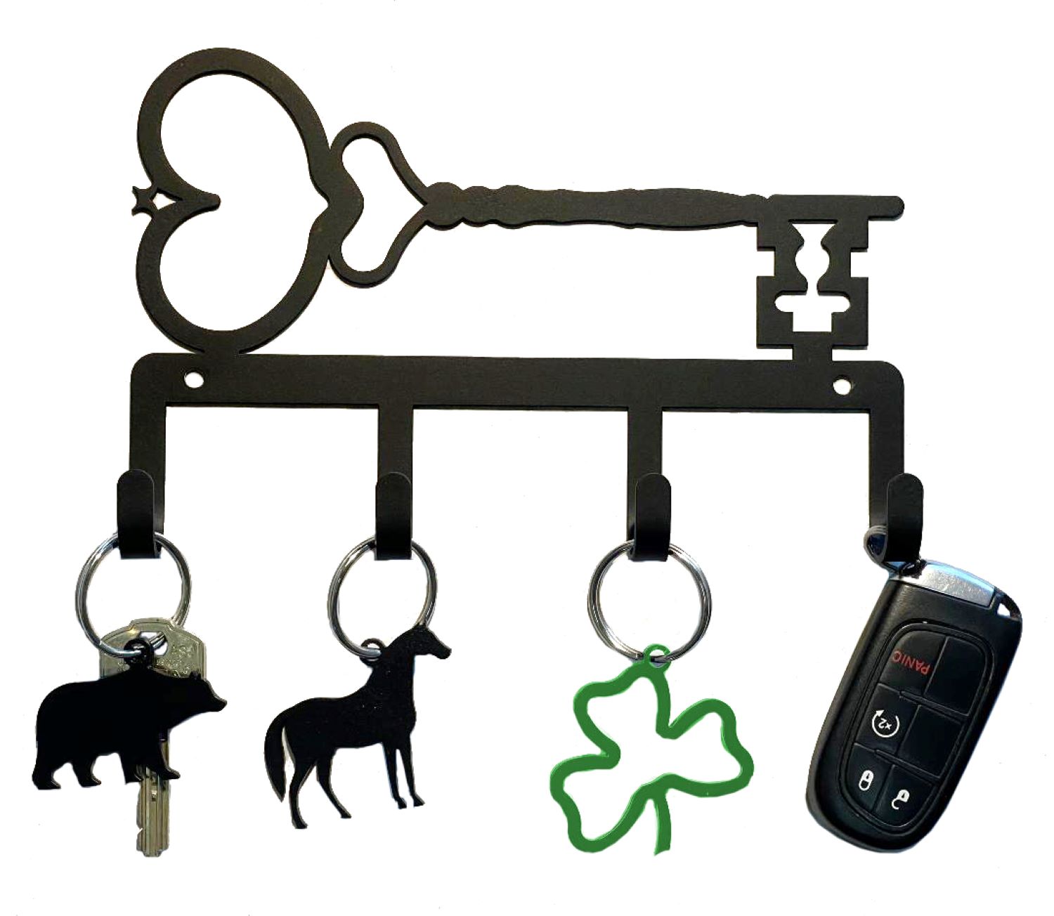 Wrought Iron Metal Pet Cat Sitting Key Holder Key Hooks