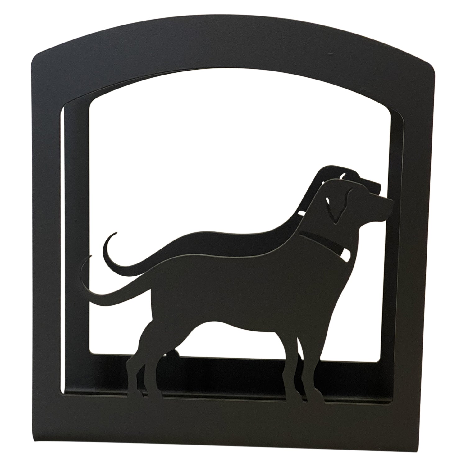 Wrought iron Labrador Retriever napkin holder, front view